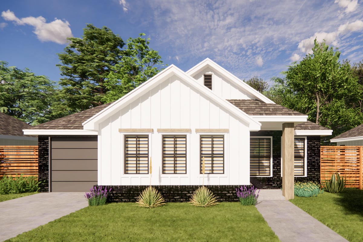 Plan 421533CHD: Transitional Cottage with 714 Square Feet of Living Space