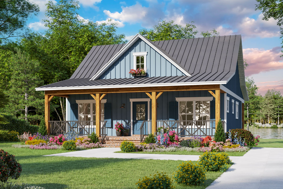 Plan 51215MM: 2-Bed Country Cottage with 8-Foot-Deep Front and Rear ...