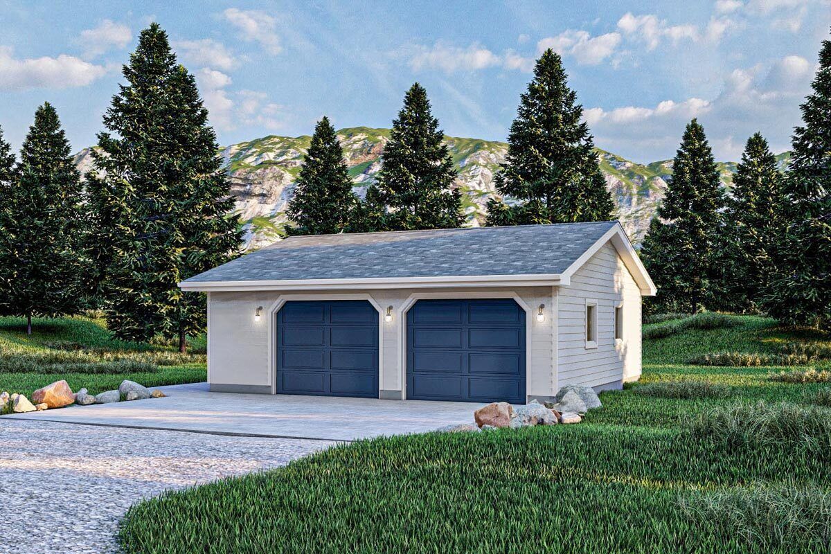 Traditional 2-Car Garage Plan with Colonial Cut Door Opening - 623301DJ ...