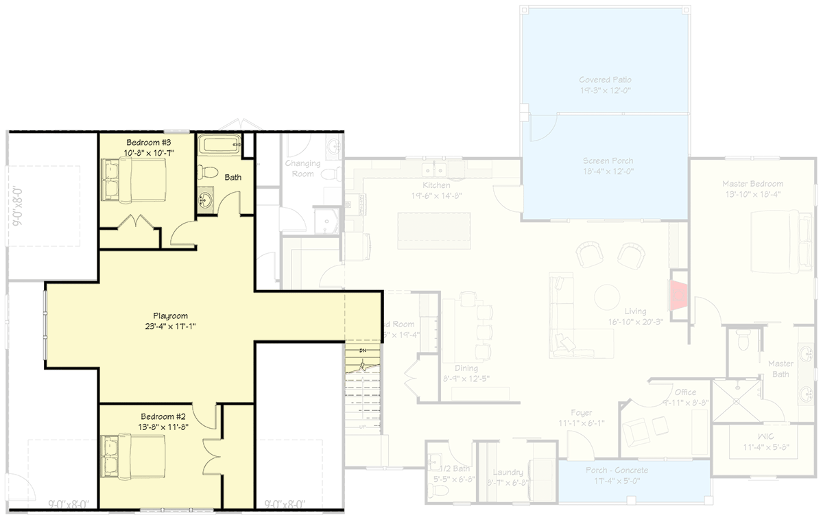 Plan 149017AND: Country Craftsman House Plan with Upstairs Play Room - 2840 Sq Ft - Floor Plan - 2nd Floor - Country, Craftsman, Traditional