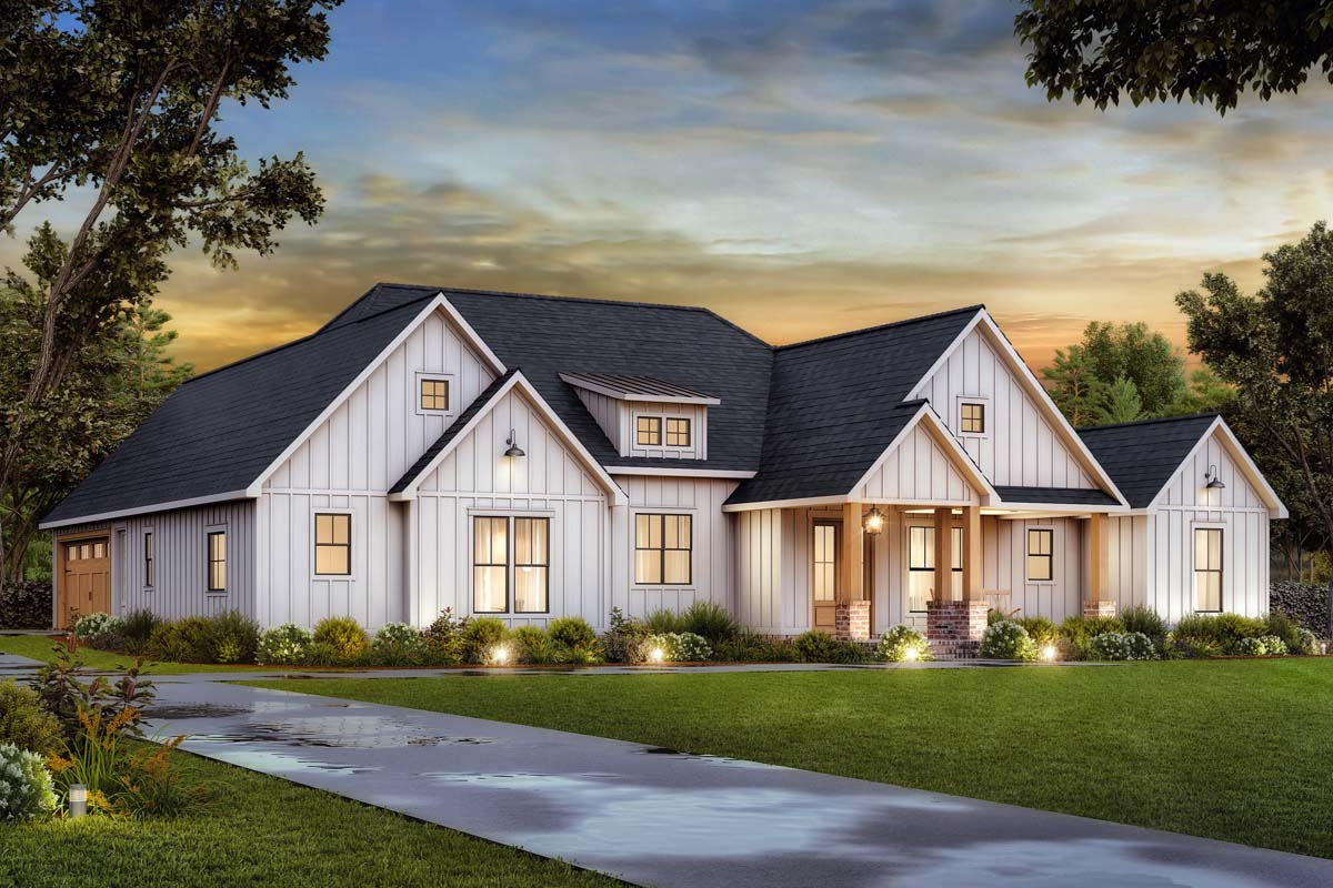 ④ グラデーションホワイト　スリーブ　国家シンボル　6種セット Plan 56542SM: 4-Bed Country Craftsman House Plan with Outdoor