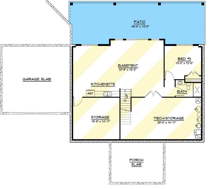 Plan 135253GRA: Expandable Lake or Mountain House Plan Under 1700 Square Feet with Garage - 1679 Sq Ft - Floor Plan - Optionally Finished Lower Level - Cabin, Mid Century Modern, Modern, Mountain, Vacation