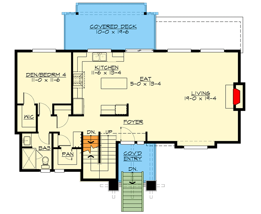 Plan 23956JD: House Plan with Flex Room Giving You 3 or 4 Beds - 2823 Sq Ft - Floor Plan - Main Level - Craftsman, New American, Northwest, Transitional