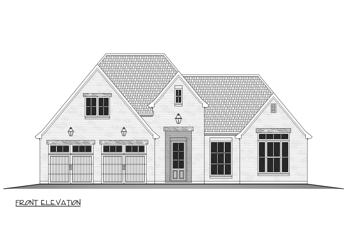 Plan 860078MCD: Acadian-Style House Plan with Split Bed Layout and