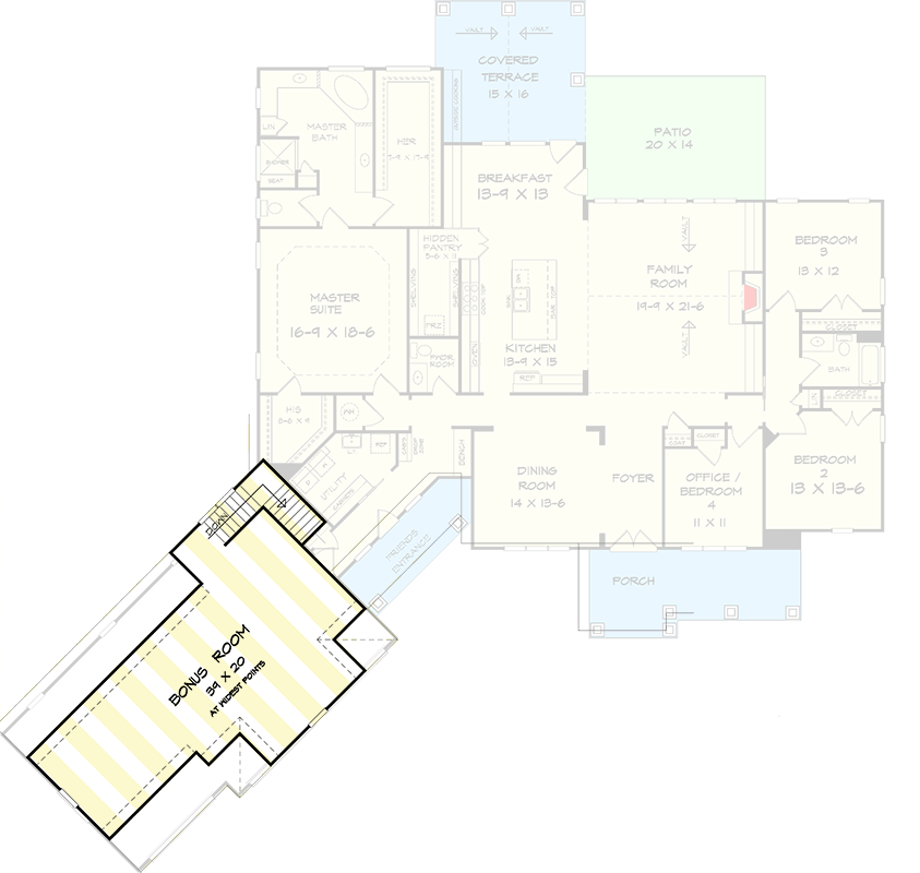 Plan 36069DK: Handsome Craftsman House Plan - Floor Plan - Bonus - Craftsman, Mountain, New American