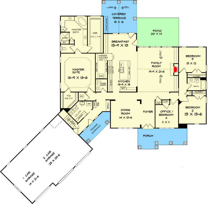 Plan 36069DK: Handsome Craftsman House Plan - Floor Plan - Main Level - Craftsman, Mountain, New American