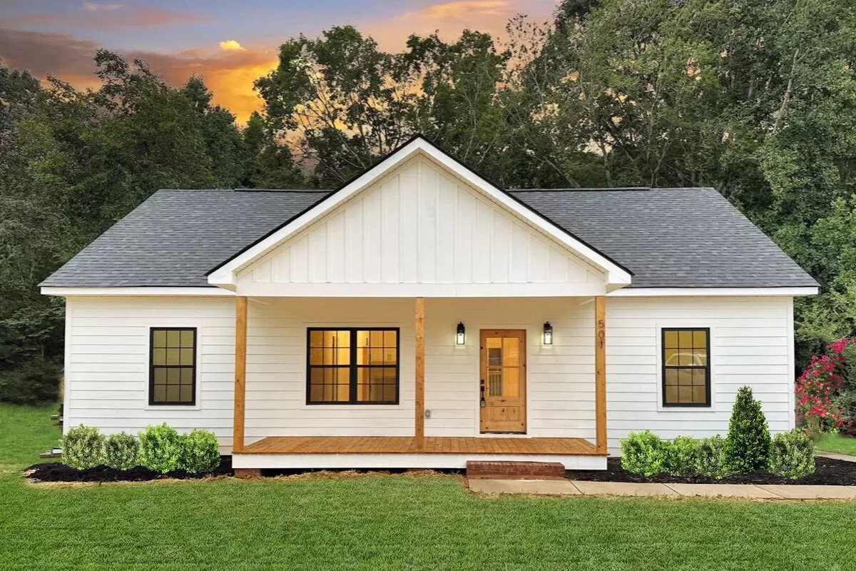 3-Bedroom Country Style House Plan with Large Open Floor Plan - 1334 Sq ...