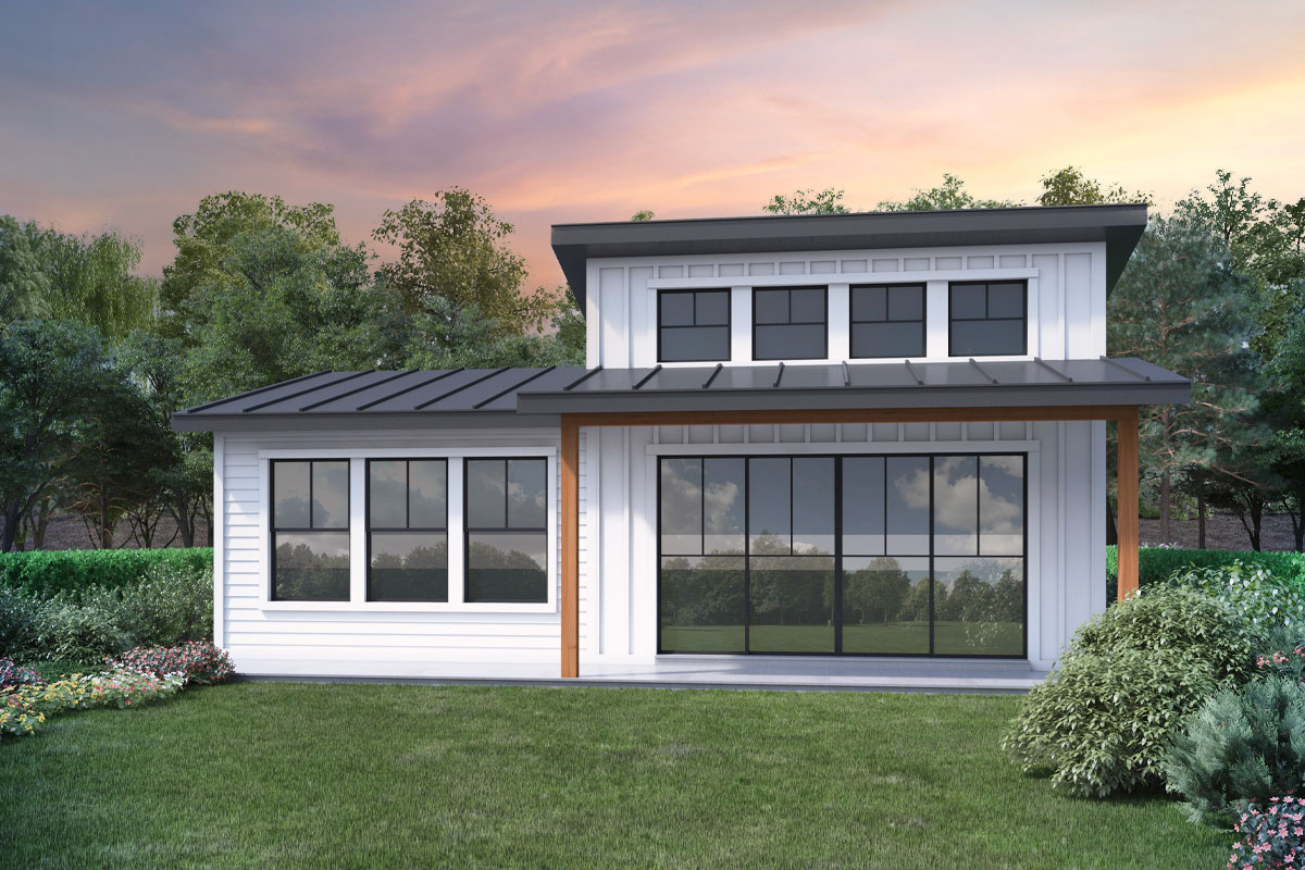 Plan 370043SEN: 1-Bed Contemporary ADU with Roll-In Shower and Covered ...