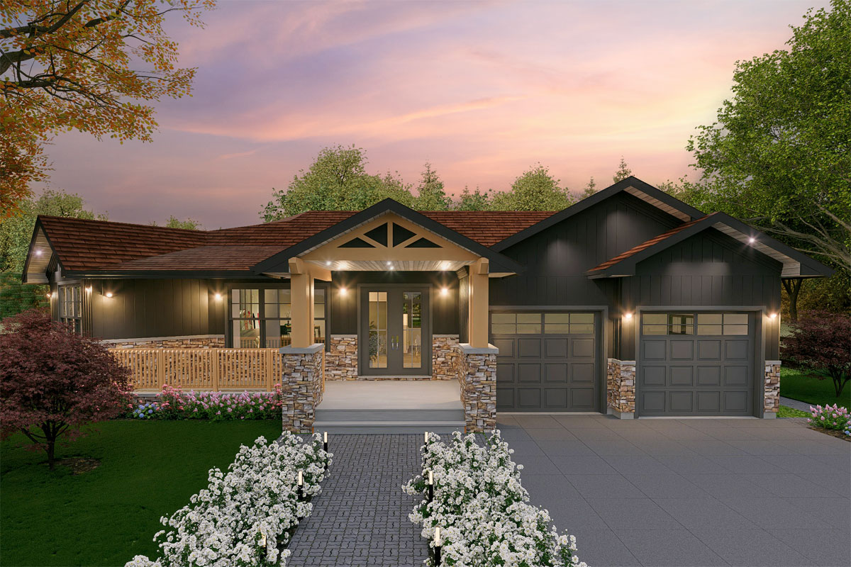 Plan 147001RML: Craftsman Ranch House Plan with Finished Lower Level ...