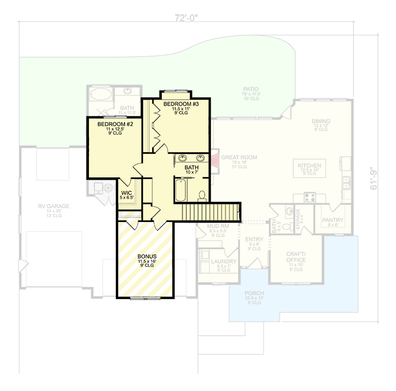 Plan 580088DFT: Two-Story Craftsman Home Plan with Open Concept and Bonus Above - 2469 Sq Ft - Floor Plan - 2nd Floor - Craftsman, New American