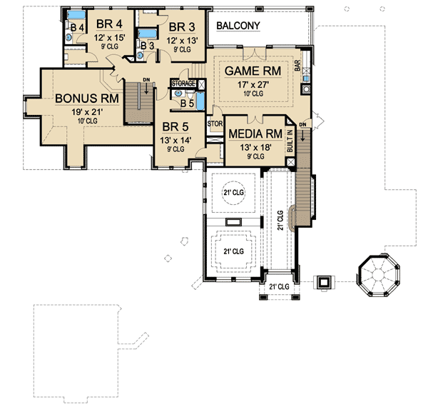 Plan 36156TX: Luxury on the Right Scale - Floor Plan - 2nd Floor - European, French Country