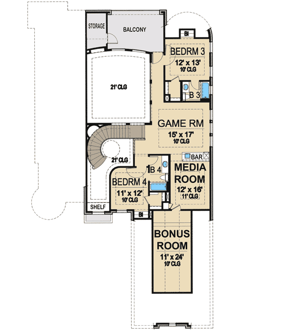 Plan 36191TX: Stunning European Home Plan - Floor Plan - 2nd Floor - European, French Country