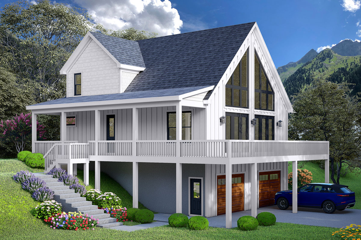 Plan 680337VR: 2-Story Mountain Home Plan with Great Room and Wrap ...