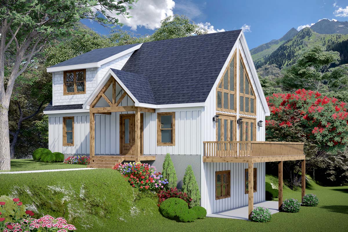 Plan 680354VR: 3-Bed Mountain Craftsman with Loft and Open Deck - 1736 ...