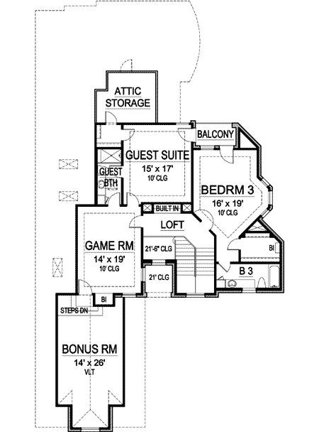Plan 36358TX: Super-Sized Family Room - Floor Plan - 2nd Floor - European, Southern