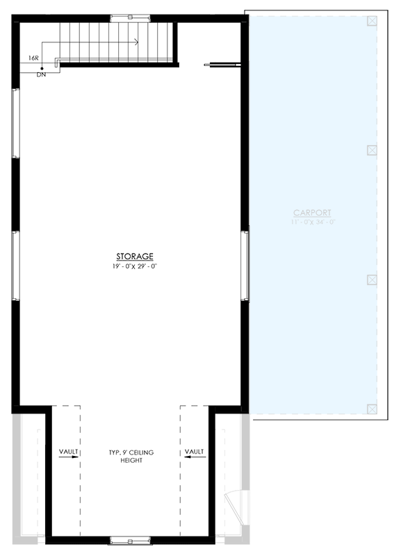 Plan 270104AF: 1-Bed Traditional-Style Carriage House with Carport - 893 Sq Ft - Floor Plan - Optional Second Floor Storage Loft - Carriage, European, Traditional