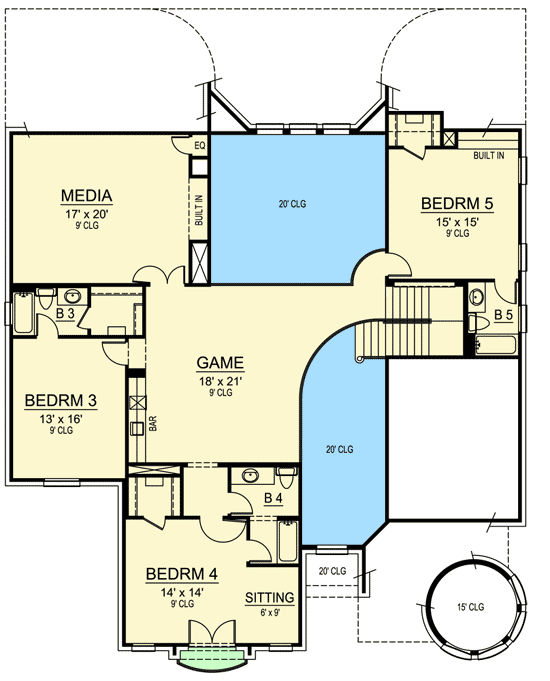 Plan 36410TX: 5 Bed Luxury With Dramatic Study - Floor Plan - 2nd Floor - European