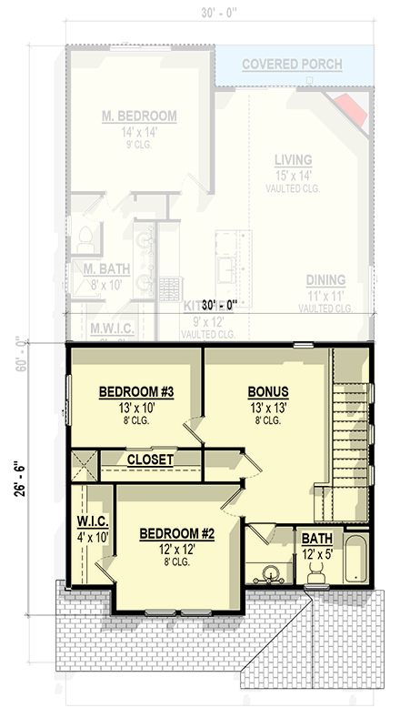 Plan 307708RAD: 3 Bed New American House Plan with Vaulted Living Room - 2016 Sq Ft - Floor Plan - Image #15 - Craftsman, New American