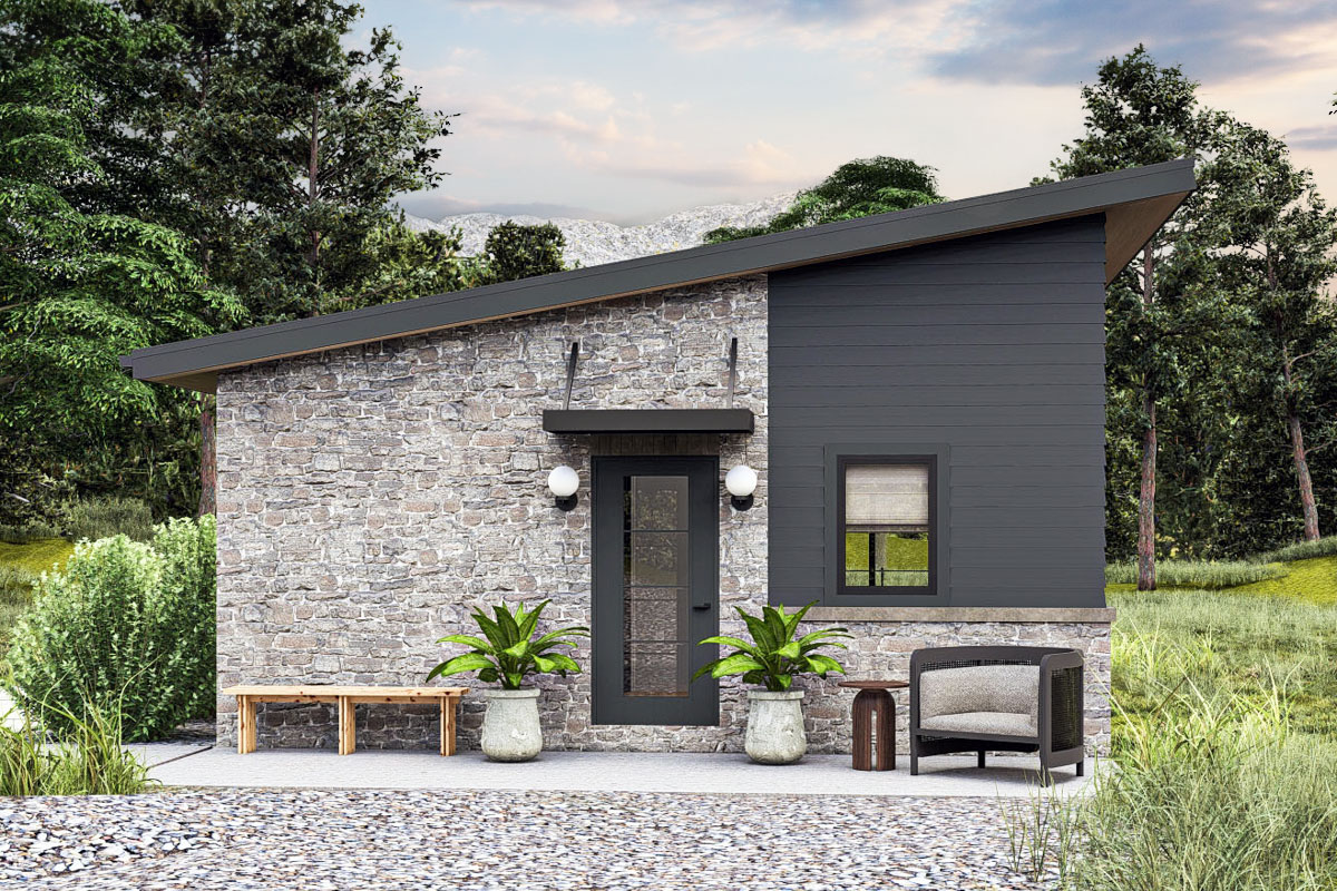 Plan 623400DJ — Modern Cottage ADU, 574 sq ft (Architectural Designs)