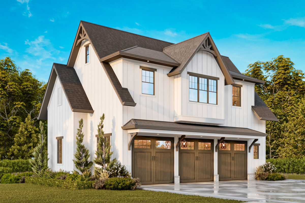 Plan 25832GE — 3-Car Farmhouse Carriage, 965 sq ft (Architectural Designs)