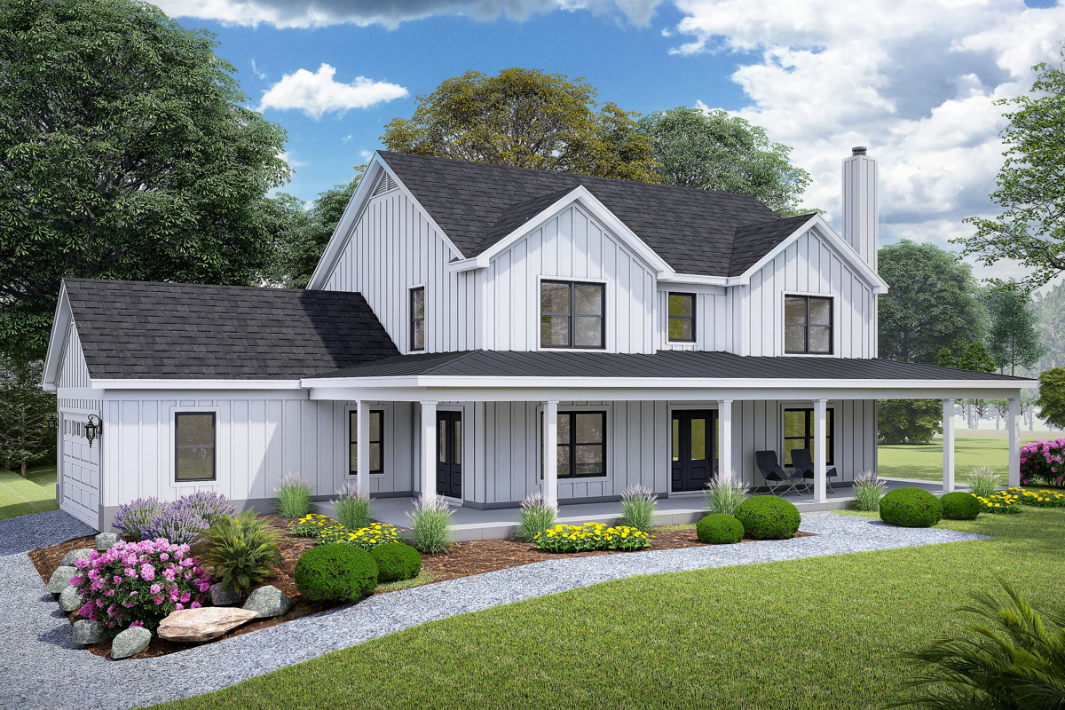 Plan 680431VR: 4-Bed Modern Farmhouse Plan with Wrap Around Porch ...