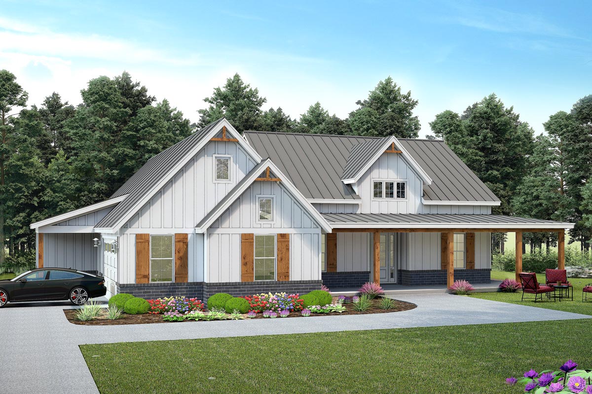 Video Tour of 3-Bed Farmhouse Plan with Wrap-Around Porch and Single ...