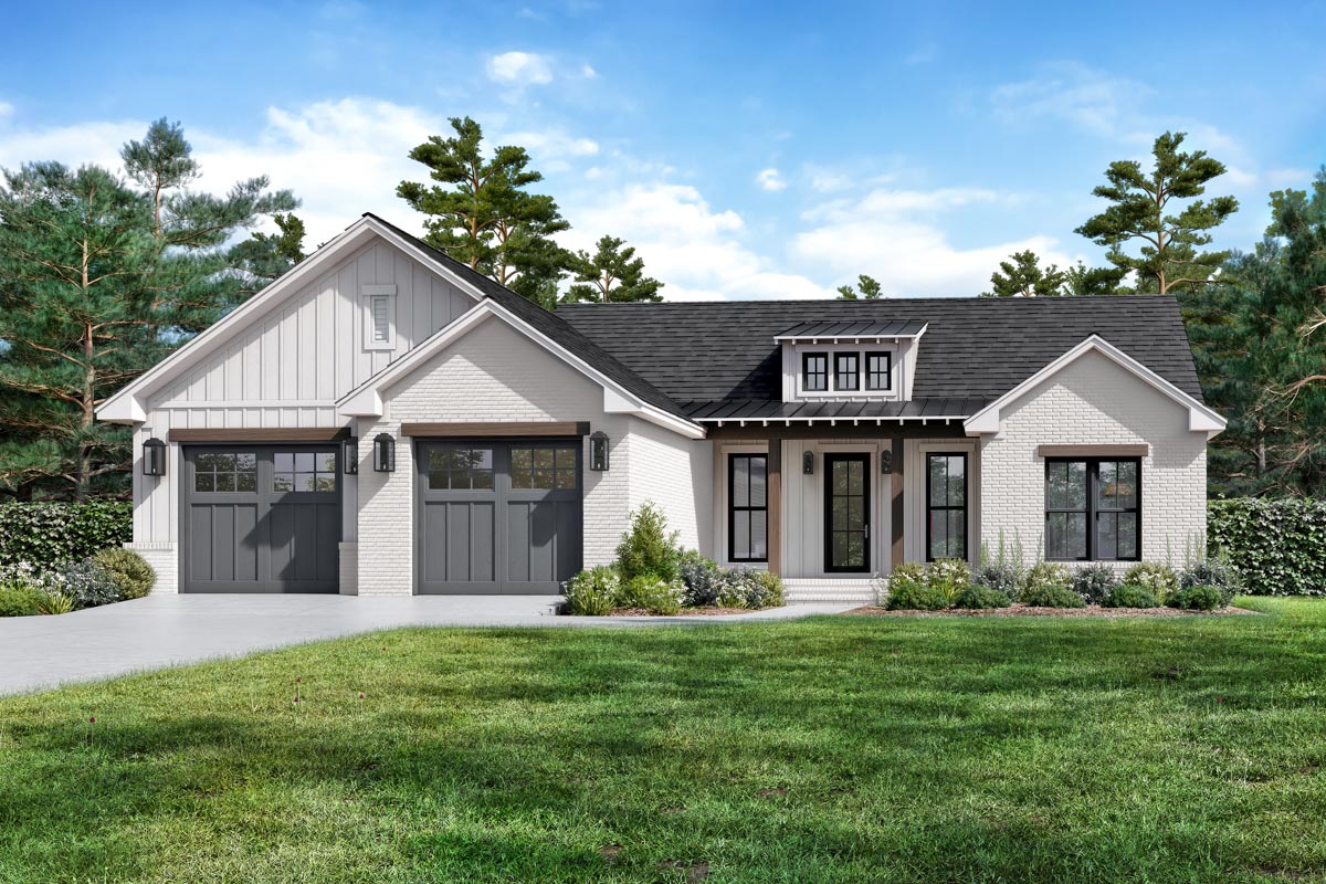Plan 51976HZ: 3-Bed Modern Farmhouse Plan with Split Bedroom Layout ...