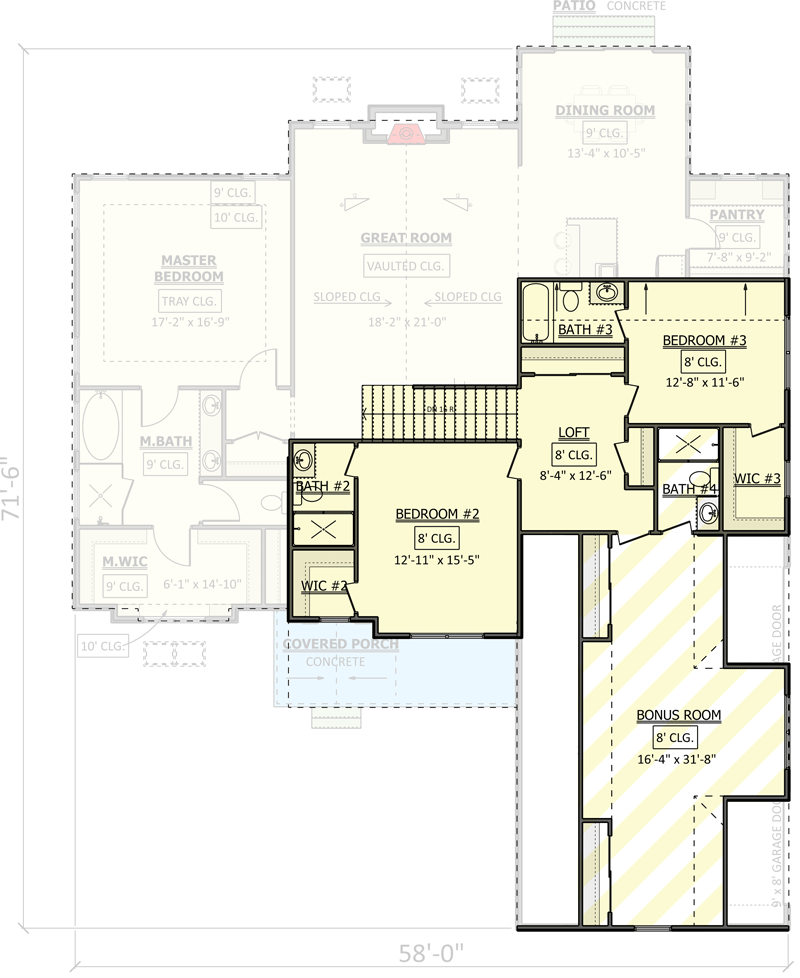 Plan 911047JVD: Two-Story New American House Plan with Optionally Finished Bonus Room - 2910 Sq Ft - Floor Plan - 2nd Floor - Country, Craftsman, New American, Traditional