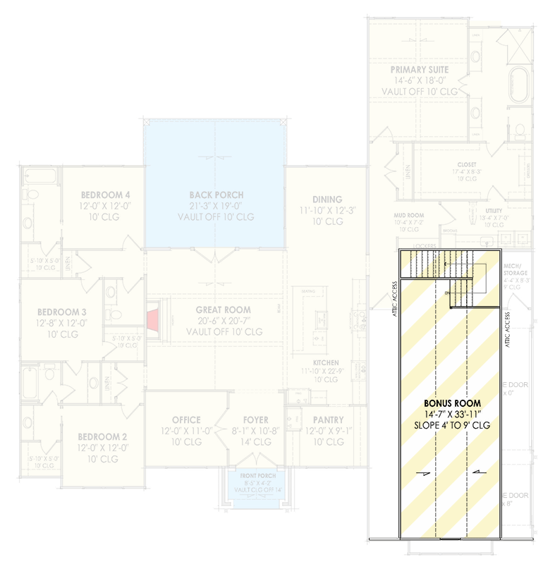 Plan 818137JSS: 4-Bed Transitional House Plan with Unfinished Bonus Room - 3116 Sq Ft - Floor Plan - Bonus Level - European, Transitional