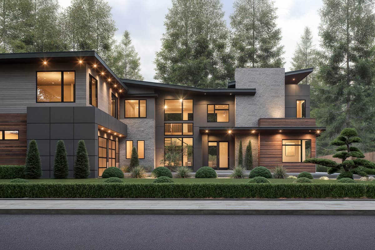 Plan 666292RAF: 5-Bed Contemporary Modern House Plan with Outdoor