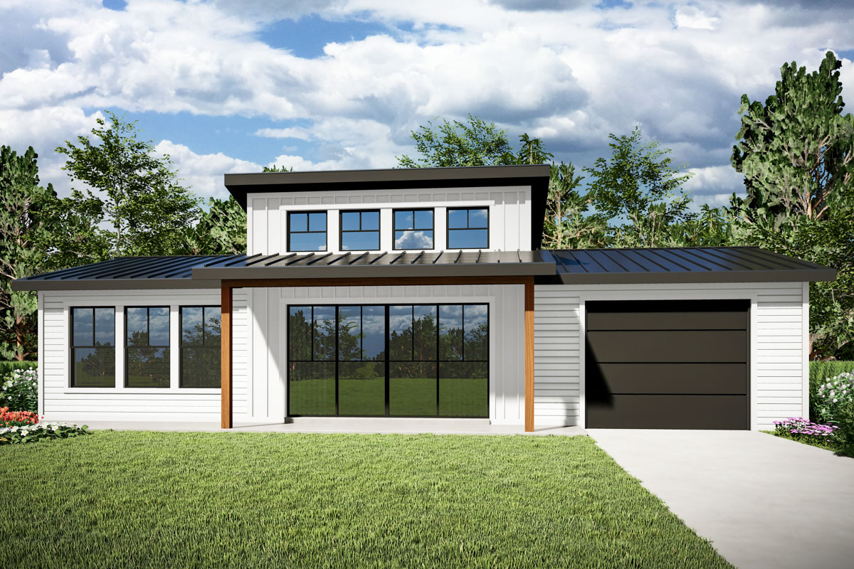 Plan 370045SEN: 1-Bed Contemporary ADU with Covered Front Porch and 1 ...
