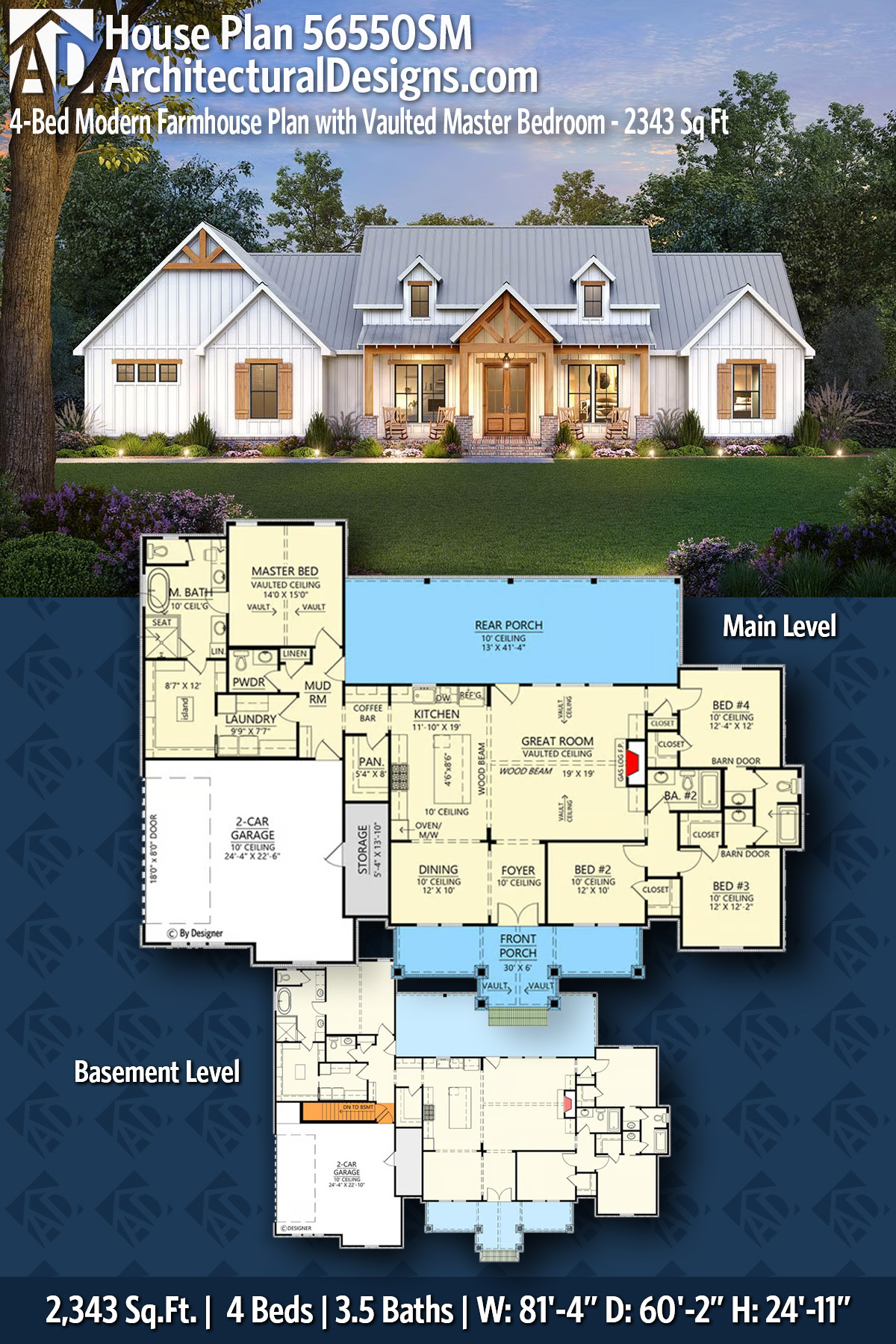 Cost-to-Build Report for Plan 56550SM: 4-Bed Modern Farmhouse Plan