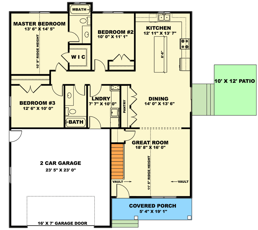 Plan 506013BRY: One-Story Craftsman House Plan with Clustered Bedrooms - 1540 Sq Ft - Floor Plan - Main Level - Craftsman, Ranch, Traditional
