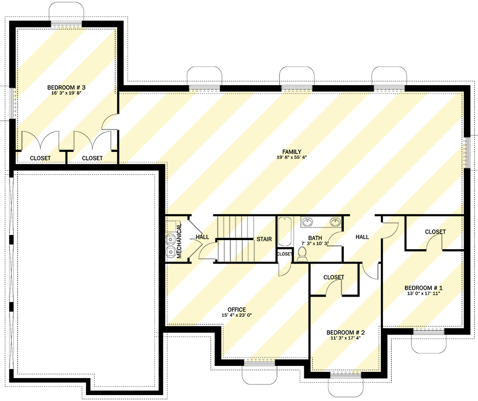 Plan 61563UT: One-Story Traditional House Plan with Optionally Finished Lower Level - 2722 Sq Ft - Floor Plan - Optionally Lower Level - Country, Traditional