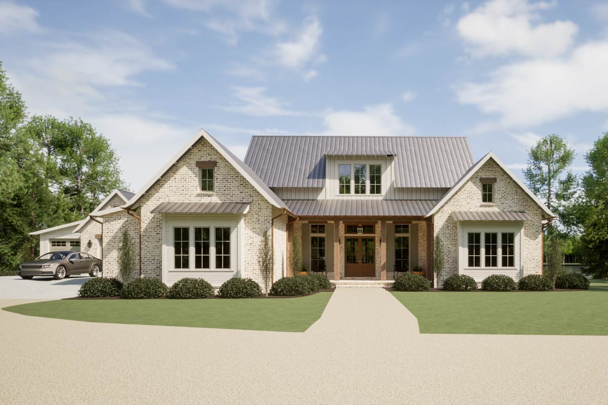 Plan 130063LLS: 3-Bed Modern Farmhouse Plan with Brick Exterior - 3204 ...