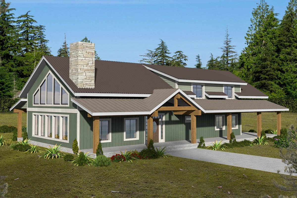 Plan 350104GH: Two-Story Mountain House Plan with Wrap-Around Porch ...