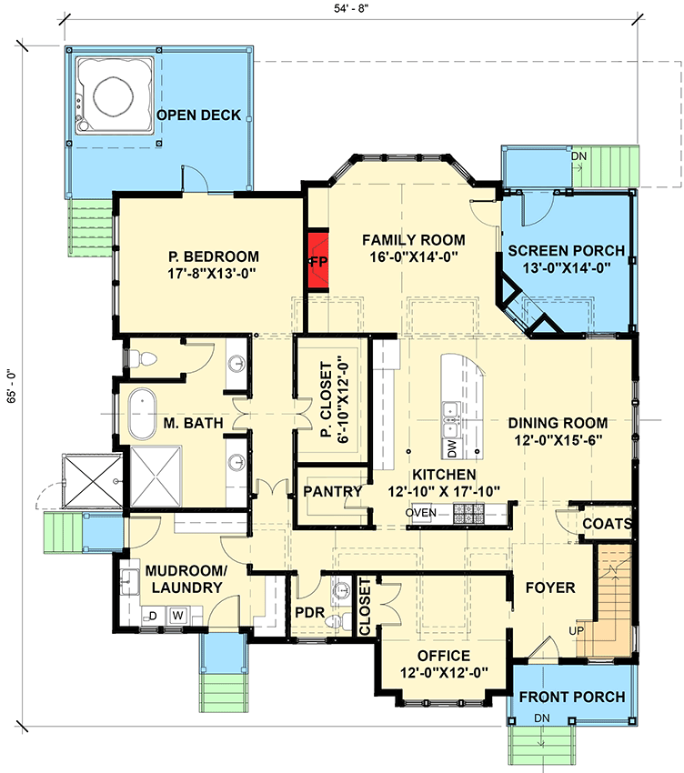Plan 30079RT: Two-Story Country House Plan with Family Room - 3007 Sq Ft - Floor Plan - Main Level - Coastal, Country