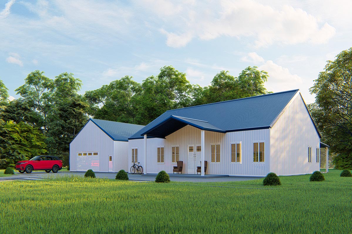 Plan 530101KTE: 3-Bed Country-Style Home with Oversized Garage Shop ...