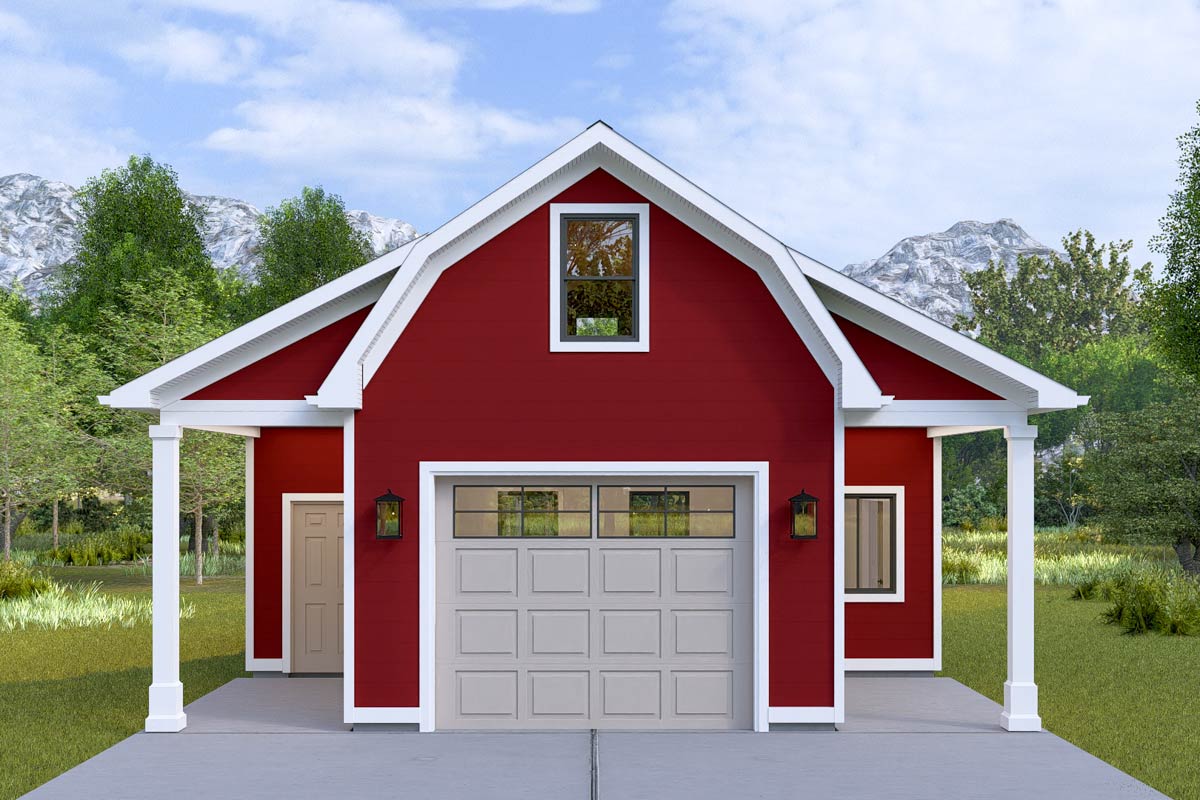 Plan 61598UT: 1-Car Detached Barn-Style Garage Plan