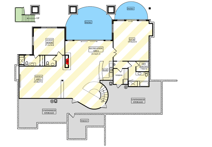 Plan 95266RW: 4-Bed New American House Plan with 2-Story Great Room - 5002 Sq Ft - Floor Plan - Optional Lower Level - Mountain, New American