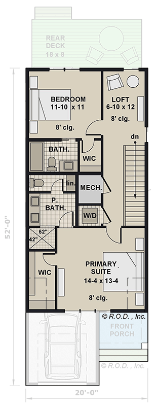 Plan 14915RK: Urban Modern 2-Bedroom House Plan with Loft and Rear Deck - Floor Plan - 2nd Floor - Contemporary, Modern
