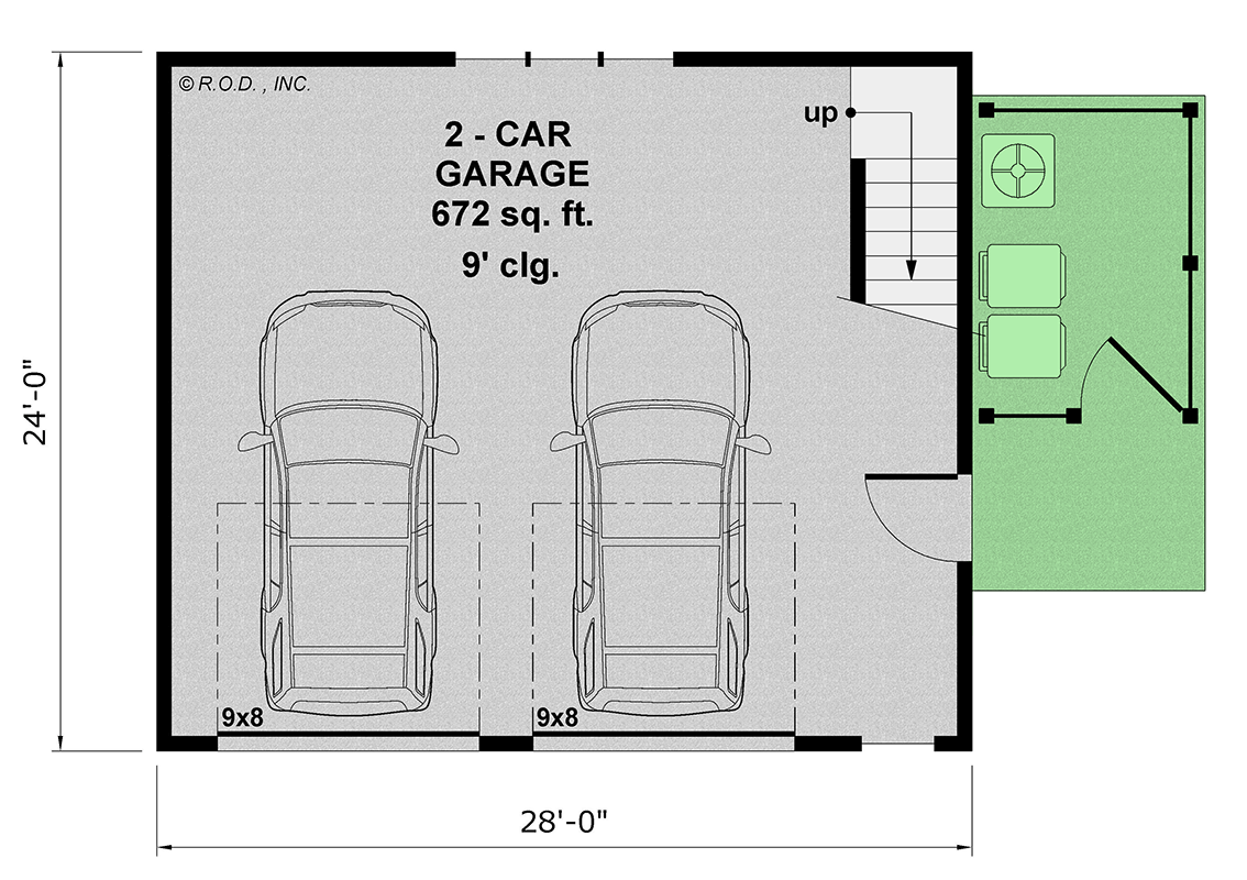 Plan 14992RK: 2-Car Traditional Garage Plan with Bonus Room Above - Floor Plan - Main Level - Traditional