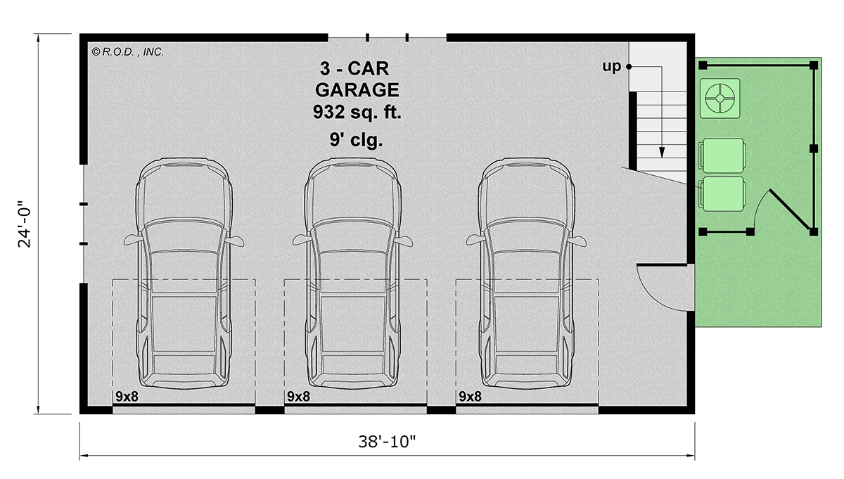 Plan 14994RK: 3-Car Traditional Garage Plan with Bonus Room Above - Floor Plan - Main Level - Traditional
