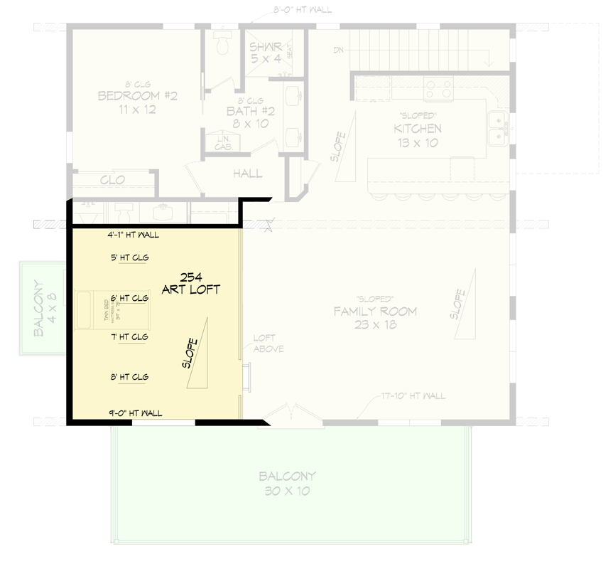 Plan 680542VR: Modern 3 Bed House Plan with Upstairs Living and Art Loft - Floor Plan - Optional Loft - Contemporary, Modern