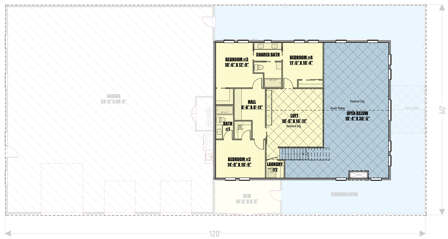 Plan 400028FTY: Two-Story Barndominium House Plan with Wrap-Around Porch  - 3161 Sq Ft - Floor Plan - 2nd Floor - Barndominium