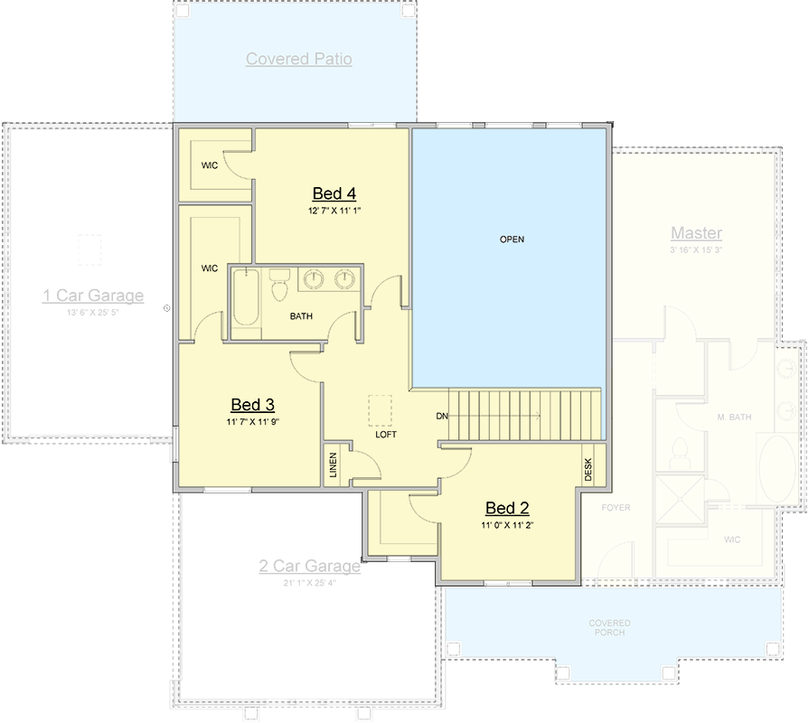 Plan 910120WHD: 4-Bed Mountain Northwest House Plan with 2-Story Great Room and Loft - 2518 Sq Ft - Floor Plan - 2nd Floor - Mountain, New American, Northwest