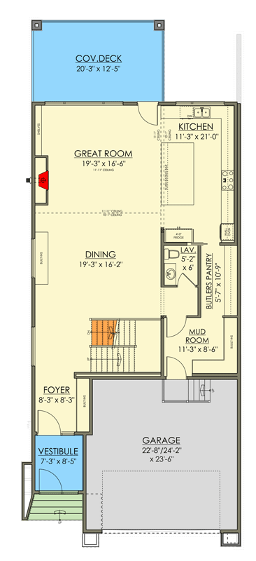 Plan 81870AB: 4-5 Bed Modern Contemporary Plan with Luxurious Primary Suite  and Rooftop Patio- 3402 Sq Ft - Floor Plan - Main Level - Contemporary, Modern