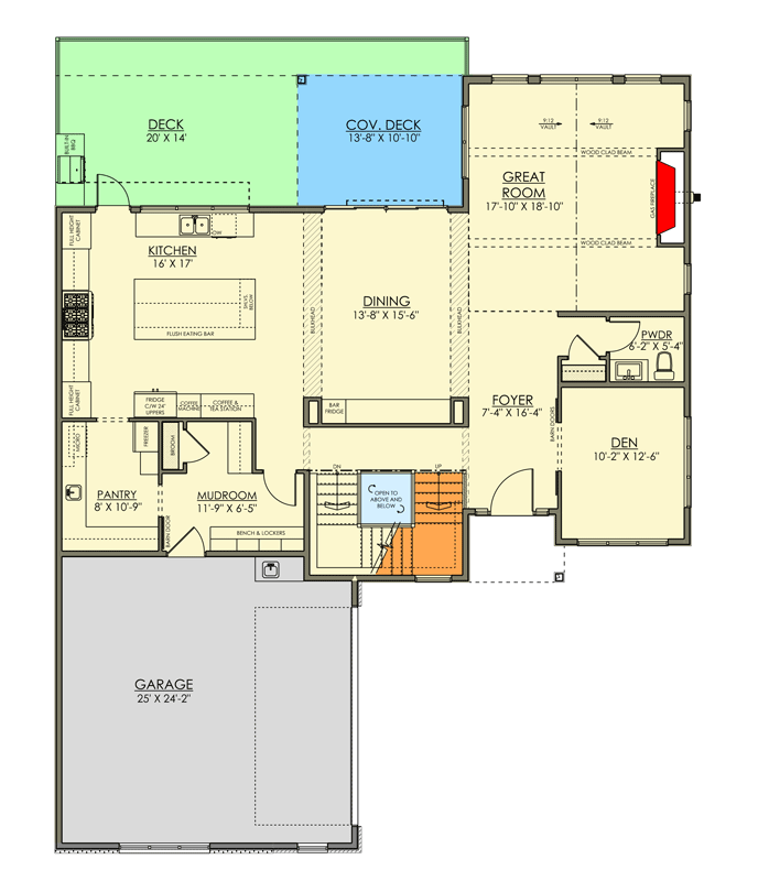Plan 81872AB: Striking Modern Farmhouse with Optionally Finished Walkout Basement  - Floor Plan - Main Level - Contemporary, Modern