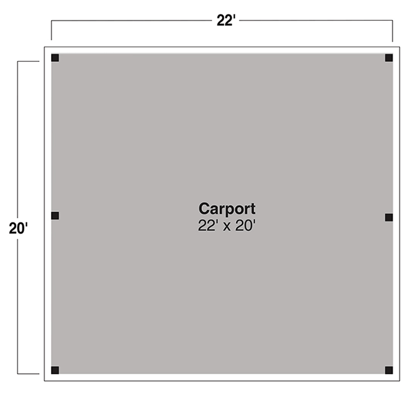 Plan 720094DA: Rustic Timber-Framed Carport with Gable Roof for Two Vehicles - Floor Plan - Main Level - Rustic