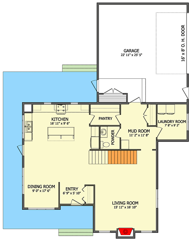 Plan 485009DUG: Two-Story Modern Farmhouse Plan with Wrap-Around Porch - 2179 Sq Ft - Floor Plan - Main Level - Modern Farmhouse, New American